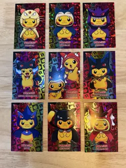 Pikachu Poncho FULL SET - Team Rocket Database - Rainbow Cracked Ice Holo 9 Card - Image 3