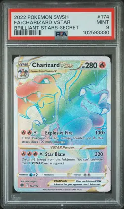 2022 POKEMON SWORD & SHIELD BRILLIANT STARS #174 FULL ART/CHARIZARD VSTAR PSA 9 - Image 1