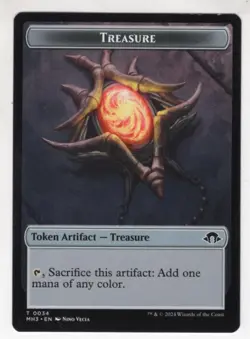 MTG Modern Horizons 3 Token Card #34 Treasure (Green Back) - Image 1