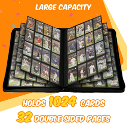 Premium Card Binder 16 Pocket, 1000+ Cards PU Cover Trading Card Binder Side Loa - Image 3