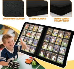 Premium Card Binder 16 Pocket, 1000+ Cards PU Cover Trading Card Binder Side Loa - Image 4