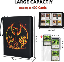 Card Binder with Sleeves, 4 Pockets up to 400 Cards Binder Compatible with TCG T - Image 2