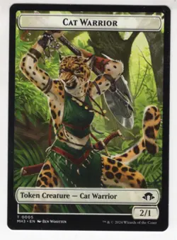 MTG Modern Horizons 3 Token Card #5 Cat Warrior (Discover Back) - Image 1