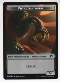 MTG Modern Horizons 3 Token Card #18 Phyrexian Wurm (Green Back) - Image 1
