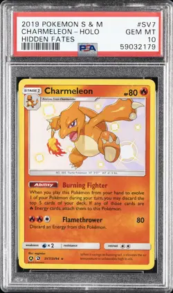 2019 POKEMON SUN & MOON HIDDEN FATES #SV7 CHARMELEON-HOLO PSA 10 - Image 1