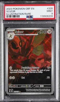 2023 POKEMON OBF EN-OBSIDIAN FLAMES ILLUSTRATION RARE #205 SCIZOR PSA 9 - Image 1