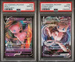 SET 2 PSA 10 GEM MINT  Japanese Pokemon 2021 Mew V & Mew VMAX 039/100 040/100 S8 - Image 1
