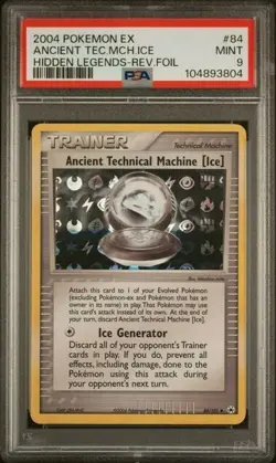 PSA 9 ANCIENT TECHNICAL MACHINE ICE 84 HIDDEN LEGENDS REVERSE FOIL POKEMON - Image 1