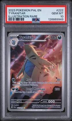 PSA 10 Tyranitar 222 Paldea Evolved 2023 Pokemon Card - Image 1