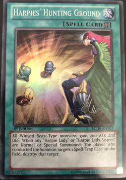 Harpies' Hunting Ground - Super Rare LCJW-EN102 1st Edition YUGIOH TCG Card - Image 1