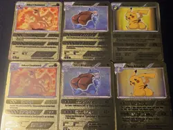 6 Card Damaged Thicc Charizard,Pikachu Collectible Metal Card For Display Only - Image 1