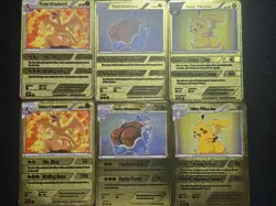 6 Card Damaged Thicc Charizard,Pikachu Collectible Metal Card For Display Only - Image 2
