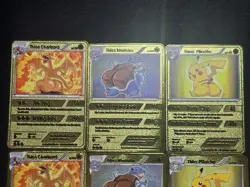 6 Card Damaged Thicc Charizard,Pikachu Collectible Metal Card For Display Only - Image 3