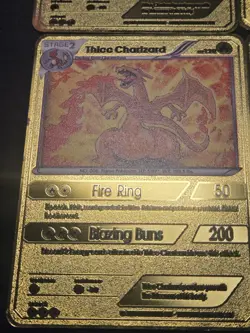 6 Card Damaged Thicc Charizard,Pikachu Collectible Metal Card For Display Only - Image 5