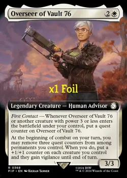 MTG Foil Borderless Universes Beyond: Fallout PIP Overseer of Vault 76 MINT - Image 1