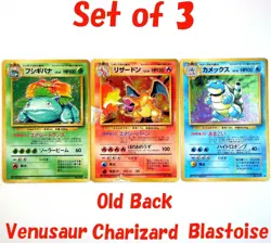 Charizard Blastoise Venusaur No.003 006 009 Holo Japanese Pokemon Card Set of 3 - Image 1