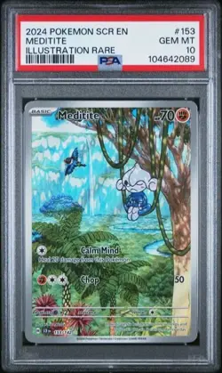 MEDITITE #153 ILLUSTRATION RARE 2024 POKEMON EN STELLAR CROWN Fresh Cert PSA 10 - Image 1