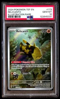 PSA 10 Relicanth 173 Pokemon Tef En Temporal Forces 2024 Illustration Rare - Image 1