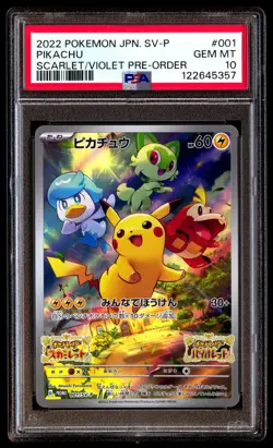 PSA 10 Pikachu 001/SV-P Pokemon SV Promo Japanese 2022 Scarlet Violet - Image 1