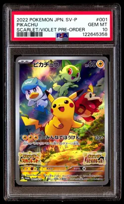 PSA 10 Pikachu 001/SV-P Pokemon SV Promo Japanese 2022 Scarlet Violet - Image 1
