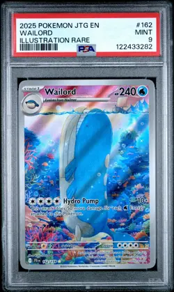 2025 POKEMON JTG EN-JOURNEY TOGETHER ILLUSTRATION RARE #162 WAILORD PSA 9 - Image 1