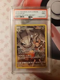 2019 POKEMON SUN & MOON COSMIC ECLIPSE SECRET #247 FULL ART/STEELIX PSA 9 - Image 1