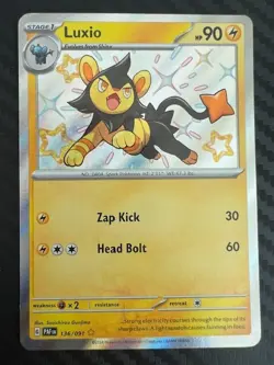 Pokemon TCG Luxio Scarlet & Violet Paldean Fates Holo Shiny Rare 136/091 NM - Image 1