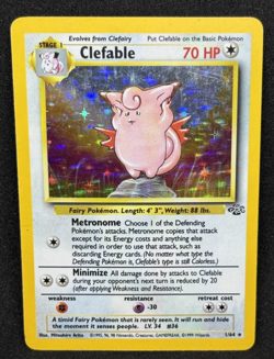 Pokemon Clefable Jungle Holo Card 1/64 Unlimited Rare Vintage 1999 MP - Image 1