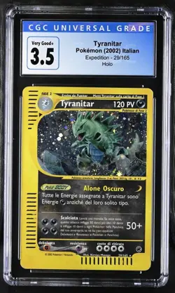 2002 Pokemon Expedition Tyranitar CGC 3.5 29/165 Holo Italian - Image 1