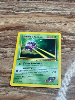 Vintage 2000 Pokemon Sabrina's Venonat Card 1st Edition 96/132 Gym Heroes MP - Image 1