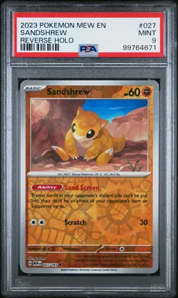 2023 POKEMON 151 MEW EN #27 SANDSHREW REVERSE HOLO PSA 9 POP 18! - Image 1