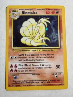 Ninetales Base Set Holo Unlimited Holo Rare Pokemon TCG Card 12/102 MP - Image 1