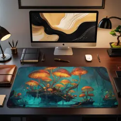 Glowing Floating Islands MTG Playmat - Sunset Fantasy Sky Cliffs Design - Image 2