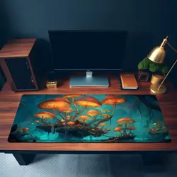 Glowing Floating Islands MTG Playmat - Sunset Fantasy Sky Cliffs Design - Image 3