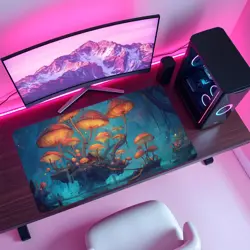 Glowing Floating Islands MTG Playmat - Sunset Fantasy Sky Cliffs Design - Image 4