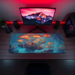 Glowing Floating Islands MTG Playmat - Sunset Fantasy Sky Cliffs Design - Image 5