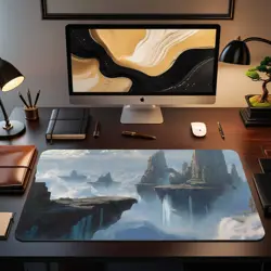 Bright Floating Islands MTG Playmat - Fantasy Sky Cliffs & Waterfalls - Image 2