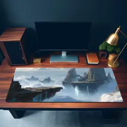 Bright Floating Islands MTG Playmat - Fantasy Sky Cliffs & Waterfalls - Image 3