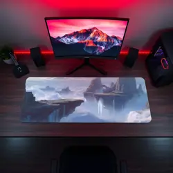 Bright Floating Islands MTG Playmat - Fantasy Sky Cliffs & Waterfalls - Image 5