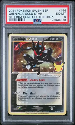2021 POKEMON SWSH BLACK STAR PROMO #144 GRENINJA-GOLD STAR PSA 6 - Image 1