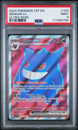 2024 POKEMON TEF EN-TEMPORAL FORCES ULTRA RARE #193 GENGAR EX PSA 9 MINT - Image 1