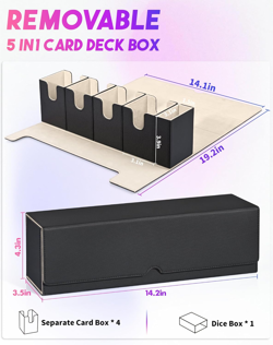 Card Storage Box with Dice Tray for MTG Yugioh, 5 in 1 Card Deck Case Holds 900+ - Image 3