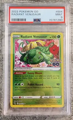 Pokemon Card PSA 9 RADIANT VENUSAUR 004/078 - 2022 Pokemon GO - Image 1