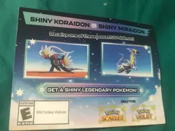 POKEMON SCARLET / VIOLET -SHINY MIRAIDON OR SHINY KORAIDON CODE CARD UNSCRATCHED - Image 1