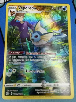Vaporeon TG02/TG30 Alternate Art Trainer Gallery Brilliant Stars Pokemon Card - Image 1