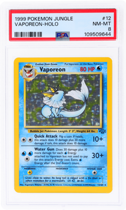 1999 Pokemon Jungle Vaporeon Holo #12A PSA 8 - Image 1
