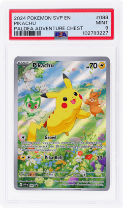2024 Pokemon Black Star Promo Pikachu Paldea Adventure Chest #88 PSA 9 - Image 1