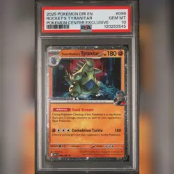 PSA 10 DESTINED RIVALS POKEMON CENTER STAMPED PROMO TEAM ROCKET'S TYRANITAR 096 - Image 1