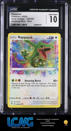 Pokemon TCG Card 2020 Vivid Voltage #138/185 Rayquaza CGC 10 Amazing Rare - Image 1