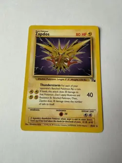 Pokemon TCG Zapdos Fossil Set Unlimited Rare Non-Holo Card 30/62 - Image 1